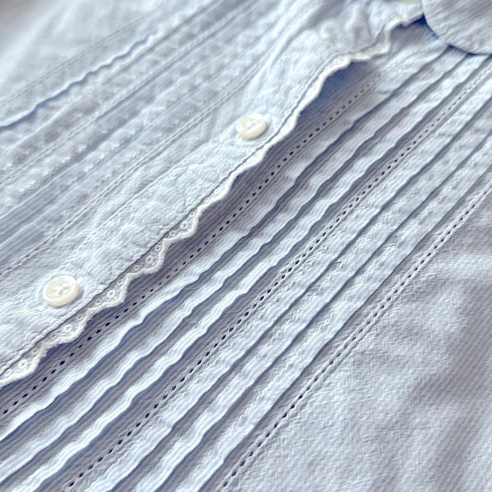 Woman blue blouse